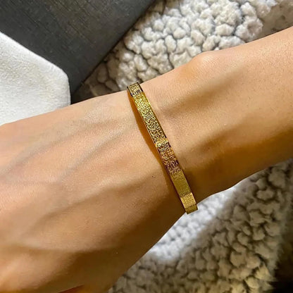 New Ayatul Kursi Cuff Bracelet Custom Engraved Quotes Bangle For Men Arabic Style For Men